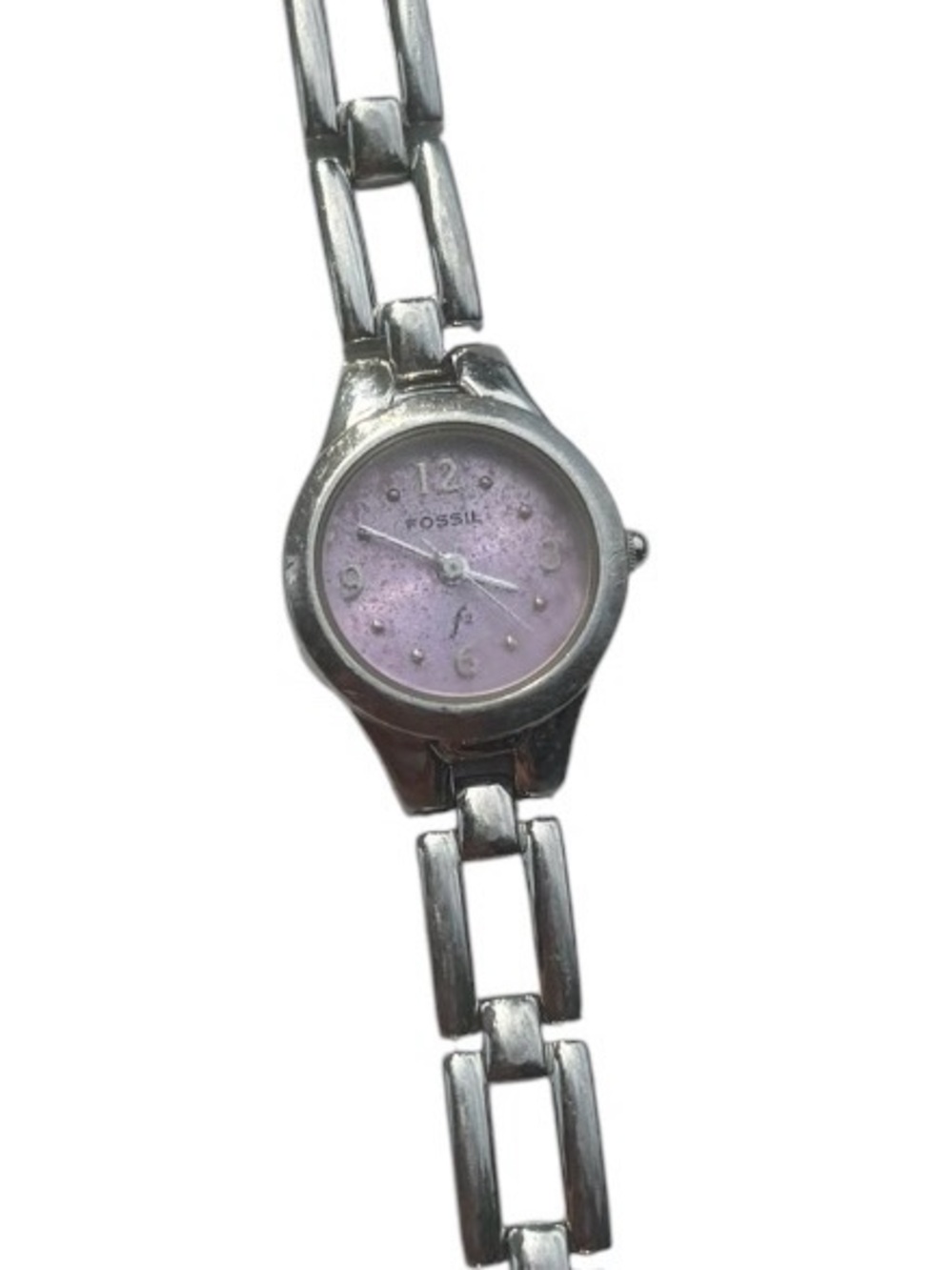 Fossil F2 ES-9091 Women’s Purple Dial Silver Watch – Needs Battery